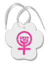 Pink Distressed Feminism Symbol Paw Print Shaped Ornament-Ornament-TooLoud-White-Davson Sales