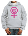 Pink Distressed Feminism Symbol Youth Hoodie Pullover Sweatshirt-Youth Hoodie-TooLoud-Ash-XS-Davson Sales
