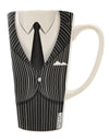 Pinstripe Gangster Jacket Inspired 16 Ounce Conical Latte Coffee Mug - Exquisite Drinkware for the Discerning Connoisseur-Conical Latte Mug-TooLoud-White-Davson Sales