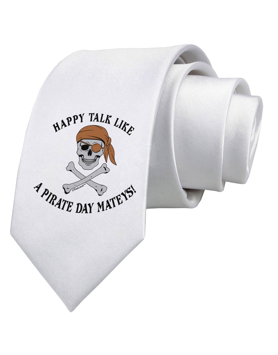 Pirate Day Mateys Printed White Necktie