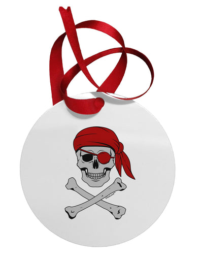 Pirate Skull Circular Metal Ornament-Ornament-TooLoud-White-Davson Sales