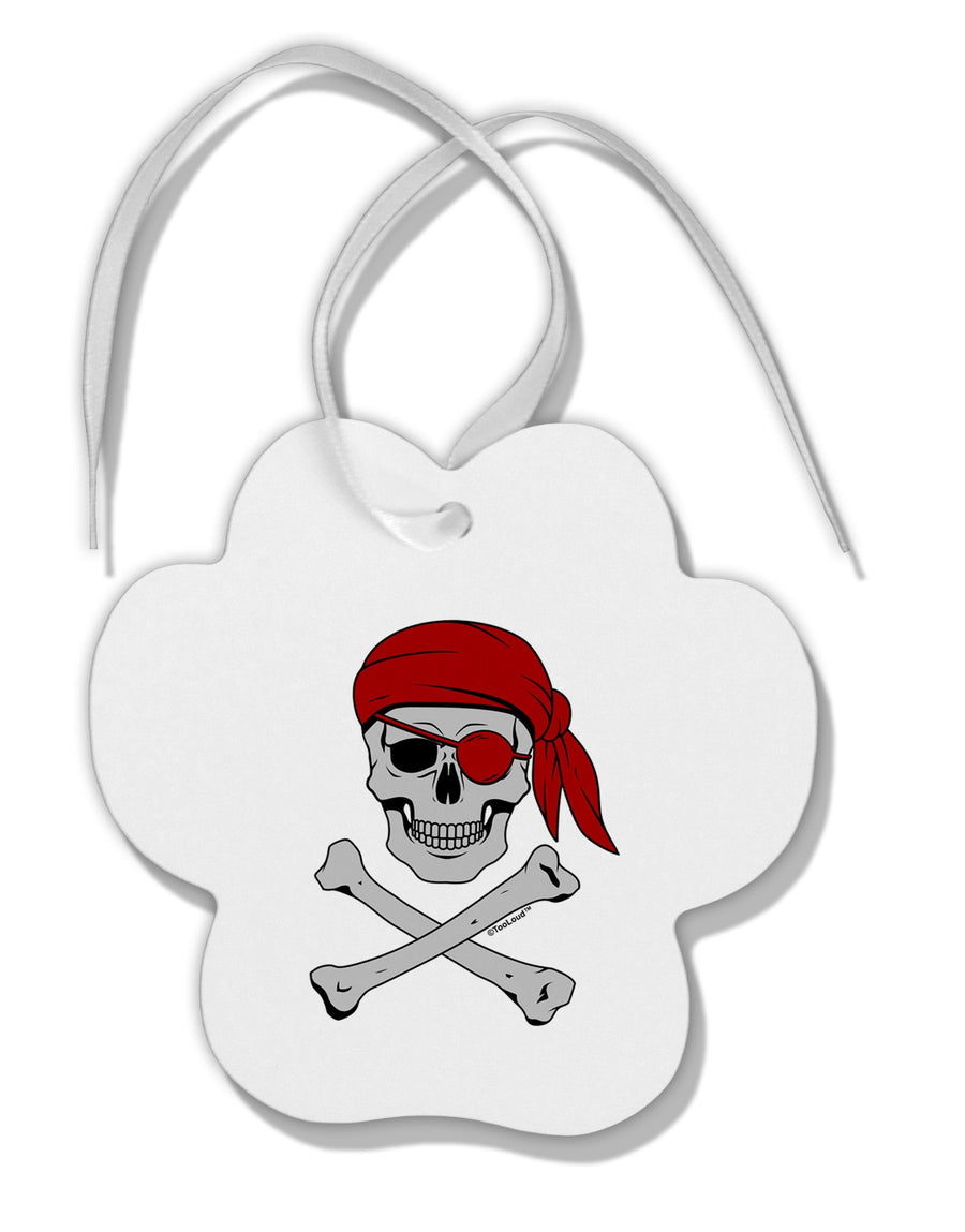 Pirate Skull Paw Print Shaped Ornament-Ornament-TooLoud-White-Davson Sales