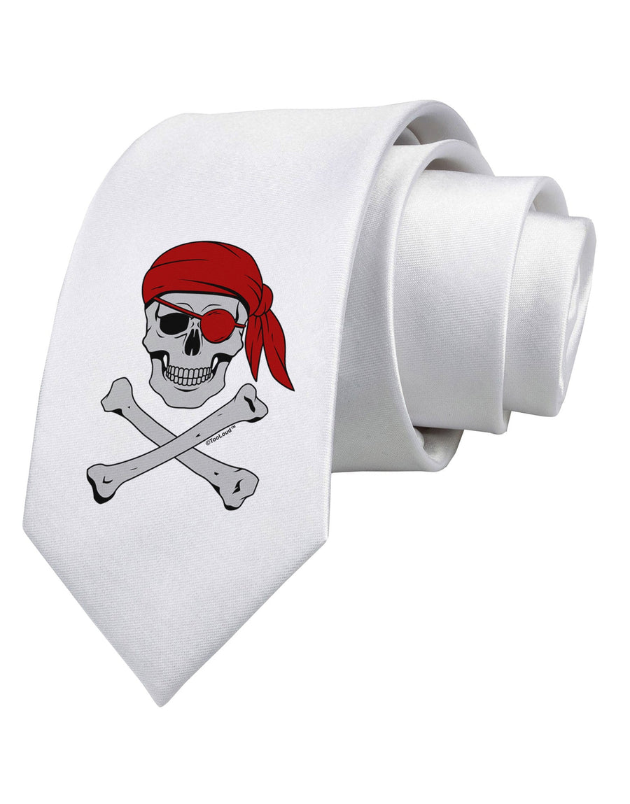 Pirate Skull Printed White Necktie