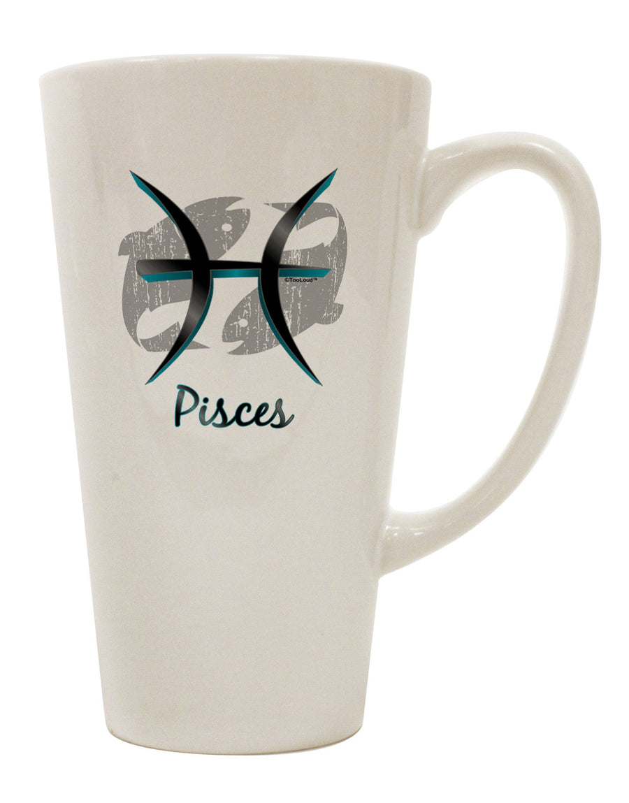 Pisces Symbol Conical Latte Coffee Mug - Expertly Crafted Drinkware TooLoud-Conical Latte Mug-TooLoud-White-Davson Sales