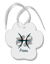 Pisces Symbol Paw Print Shaped Ornament-Ornament-TooLoud-White-Davson Sales