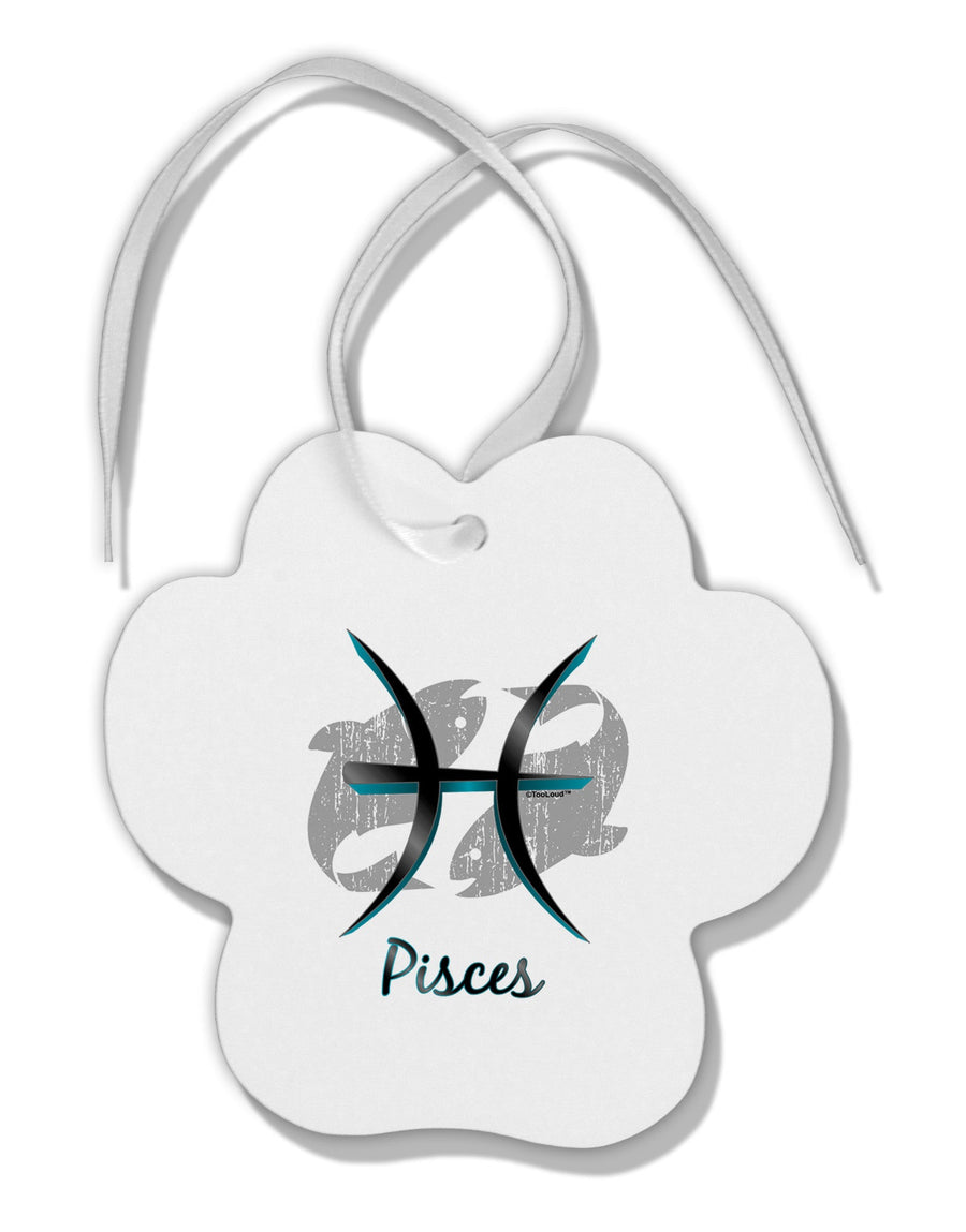 Pisces Symbol Paw Print Shaped Ornament-Ornament-TooLoud-White-Davson Sales