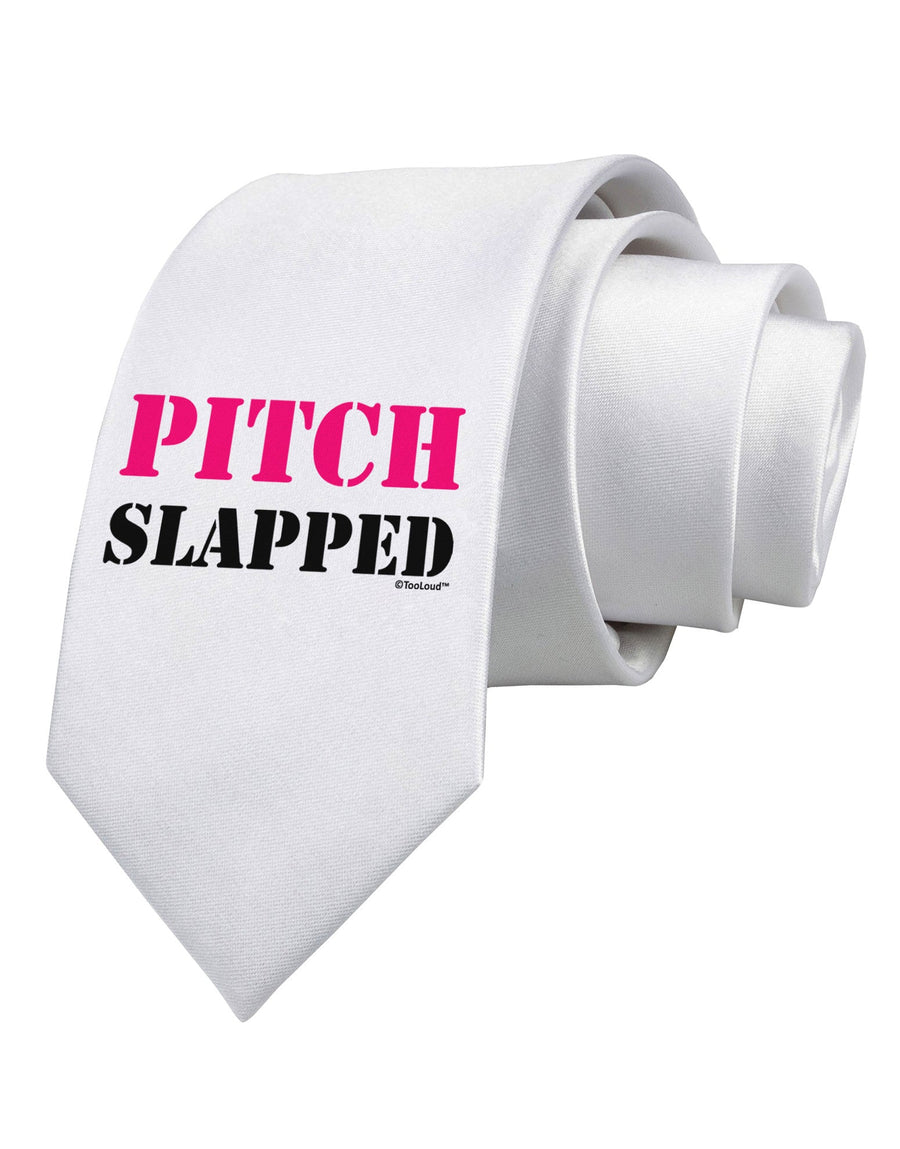 Pitch Slapped - Pink Printed White Necktie