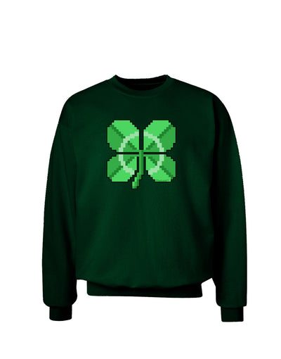 Pixel Four Leaf Clover Adult Dark Sweatshirt-Sweatshirts-TooLoud-Deep-Forest-Green-Small-Davson Sales