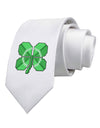 Pixel Four Leaf Clover Printed White Necktie