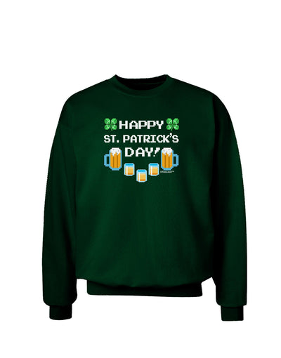 Pixel Happy St Patricks Day Adult Dark Sweatshirt-Sweatshirts-TooLoud-Deep-Forest-Green-Small-Davson Sales