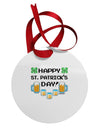 Pixel Happy St Patricks Day Circular Metal Ornament-Ornament-TooLoud-White-Davson Sales