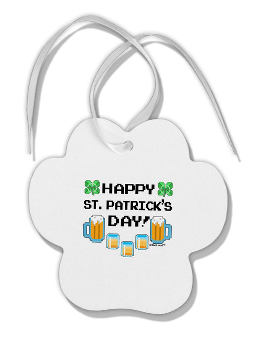 Pixel Happy St Patricks Day Paw Print Shaped Ornament-Ornament-TooLoud-White-Davson Sales