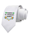 Pixel Happy St Patricks Day Printed White Necktie