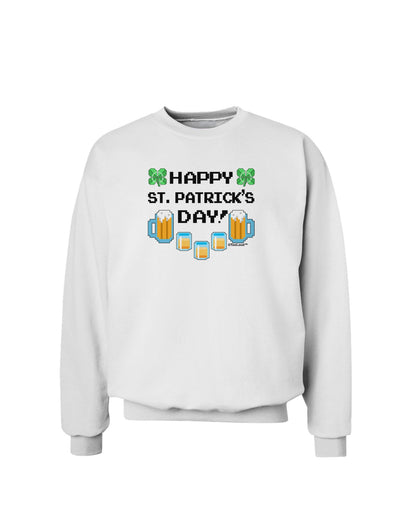 Pixel Happy St Patricks Day Sweatshirt-Sweatshirts-TooLoud-White-Small-Davson Sales