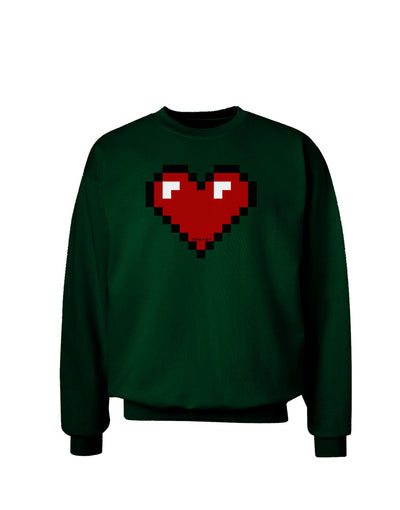 Pixel Heart Design 1 - Valentine's Day Adult Dark Sweatshirt-Sweatshirts-TooLoud-Deep-Forest-Green-Small-Davson Sales