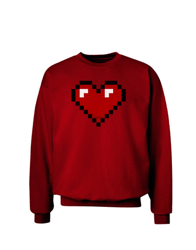 Pixel Heart Design 1 - Valentine's Day Adult Dark Sweatshirt-Sweatshirts-TooLoud-Deep-Red-Small-Davson Sales