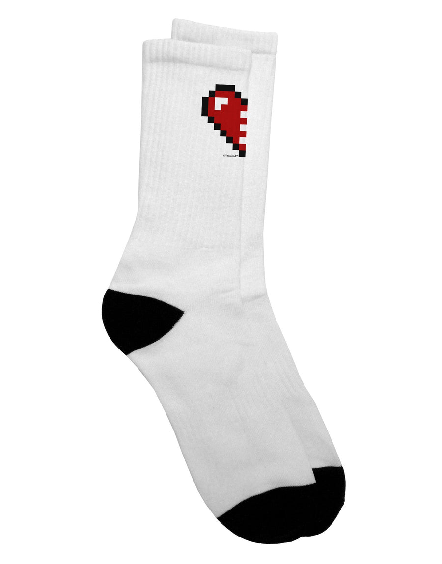 Pixel Heart Design Couples Left Adult Crew Socks - TooLoud-Socks-TooLoud-White-Ladies-4-6-Davson Sales