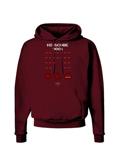 Pixel Heart Invaders Design Dark Hoodie Sweatshirt-Hoodie-TooLoud-Maroon-Small-Davson Sales