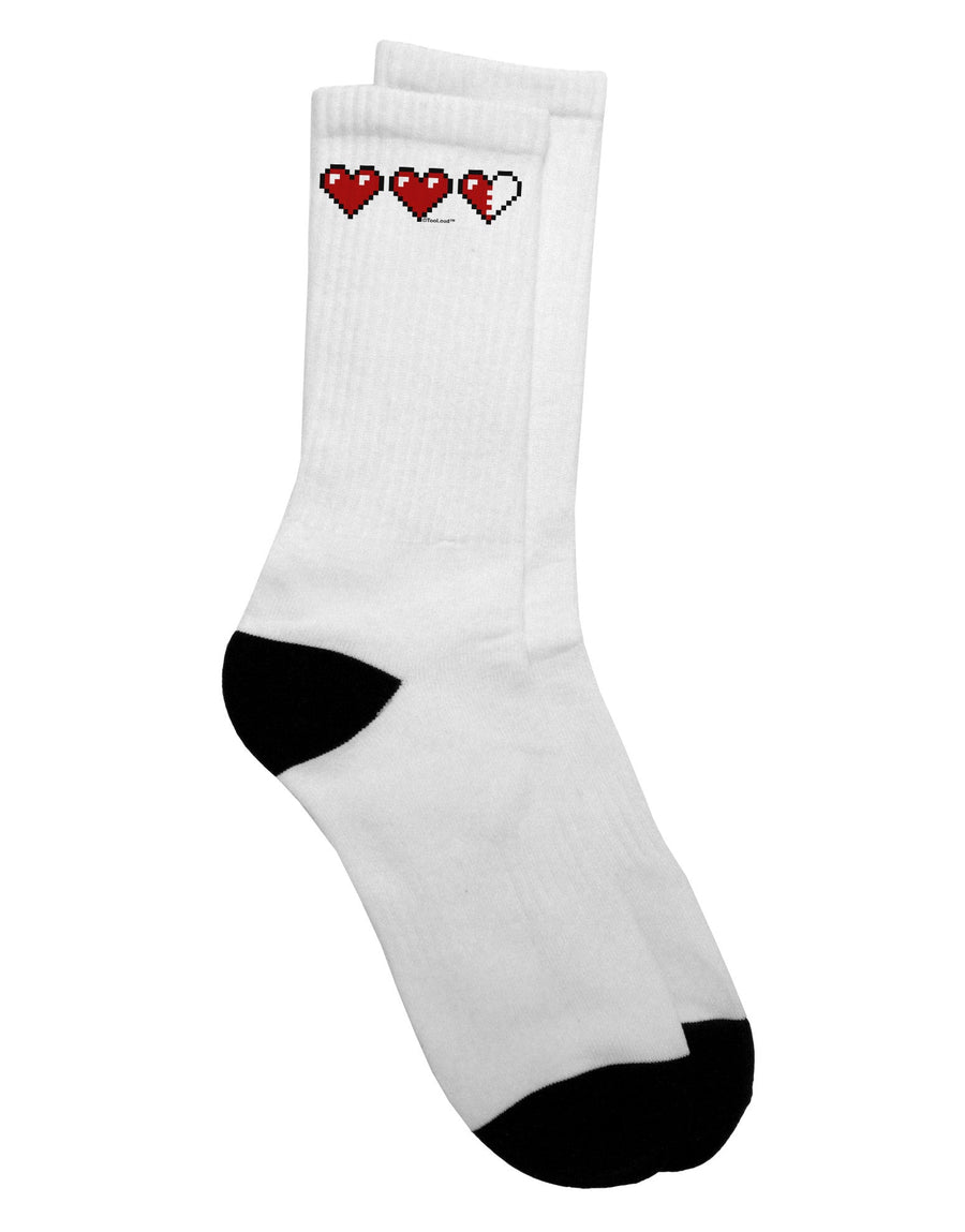 Pixel Heart Life Bar Couples Left Adult Crew Socks - TooLoud-Socks-TooLoud-White-Ladies-4-6-Davson Sales