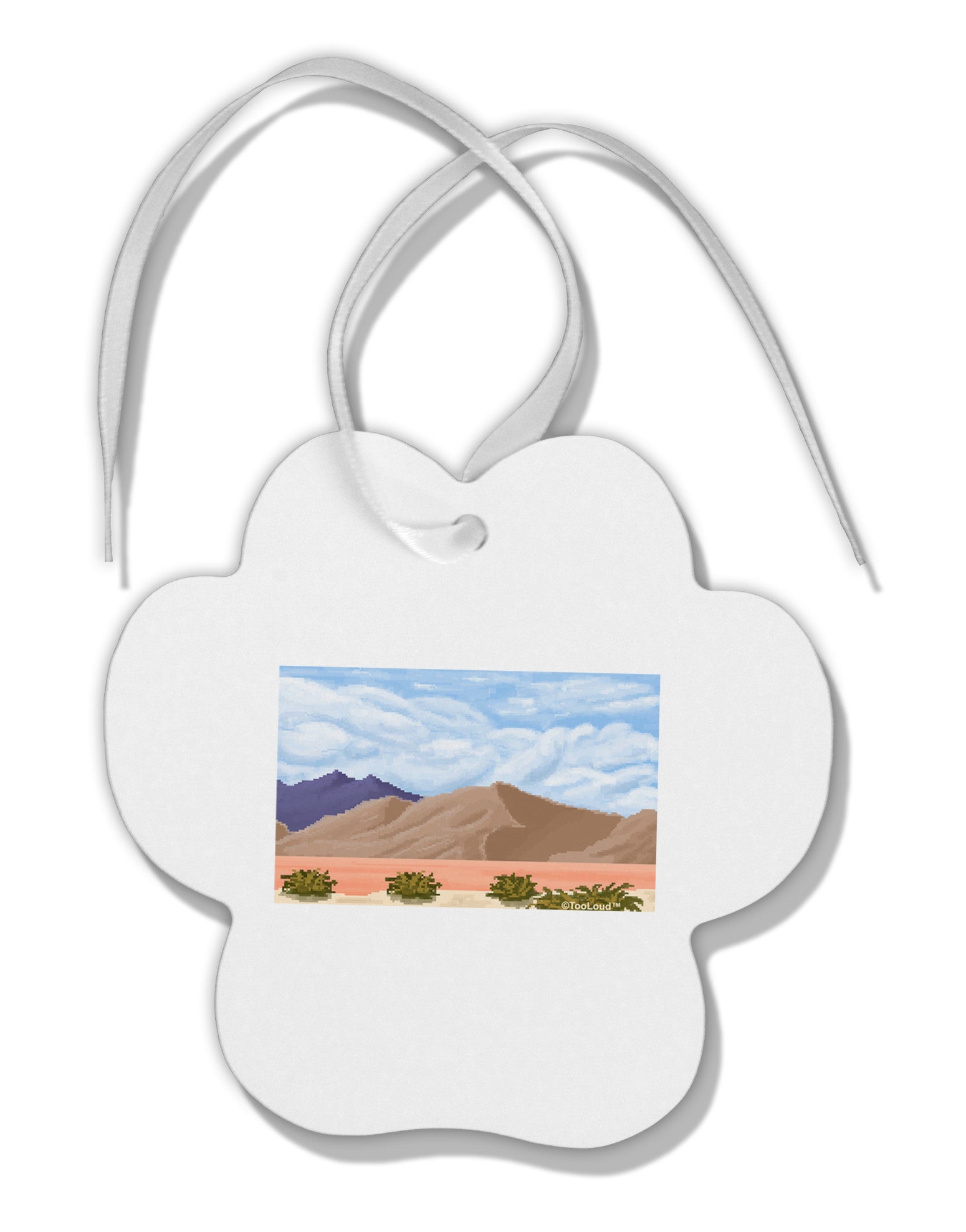 Pixel Landscape - Desert Paw Print Shaped Ornament-Ornament-TooLoud-White-Davson Sales