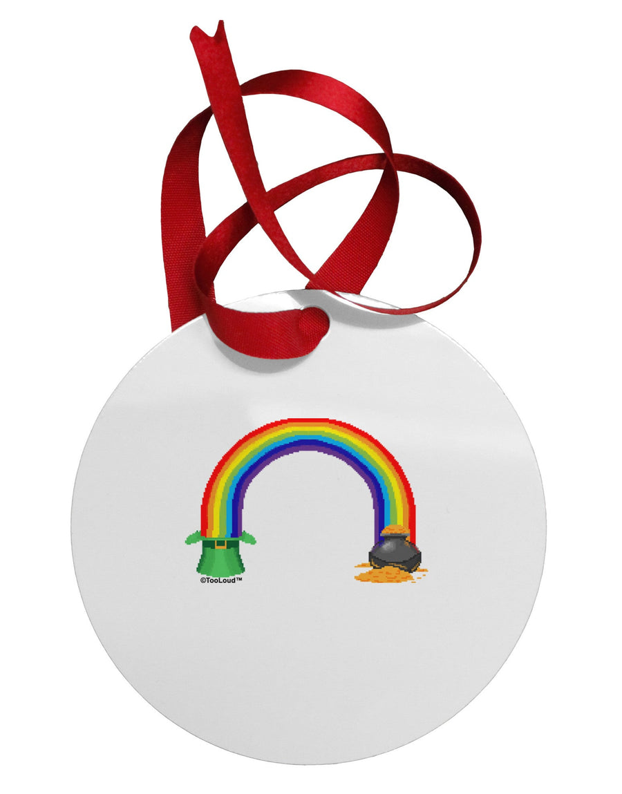 Pixel Pot of Gold Circular Metal Ornament-Ornament-TooLoud-White-Davson Sales