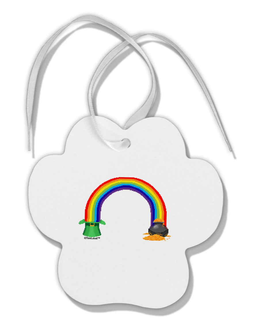 Pixel Pot of Gold Paw Print Shaped Ornament-Ornament-TooLoud-White-Davson Sales