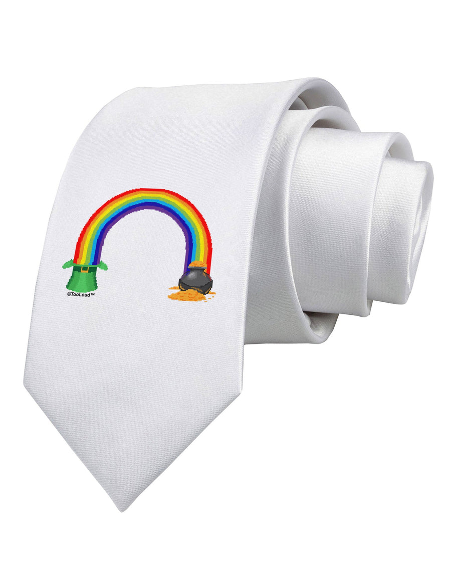 Pixel Pot of Gold Printed White Necktie