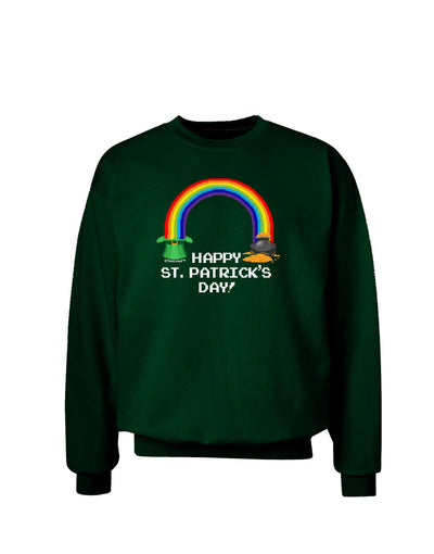 Pixel Pot of Gold St Patrick Text Adult Dark Sweatshirt-Sweatshirts-TooLoud-Deep-Forest-Green-Small-Davson Sales