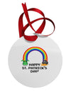 Pixel Pot of Gold St Patrick Text Circular Metal Ornament-Ornament-TooLoud-White-Davson Sales