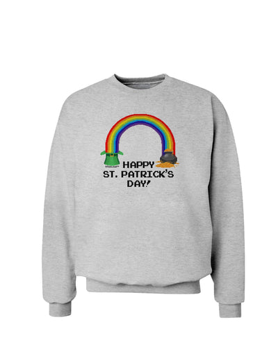 Pixel Pot of Gold St Patrick Text Sweatshirt-Sweatshirts-TooLoud-AshGray-Small-Davson Sales