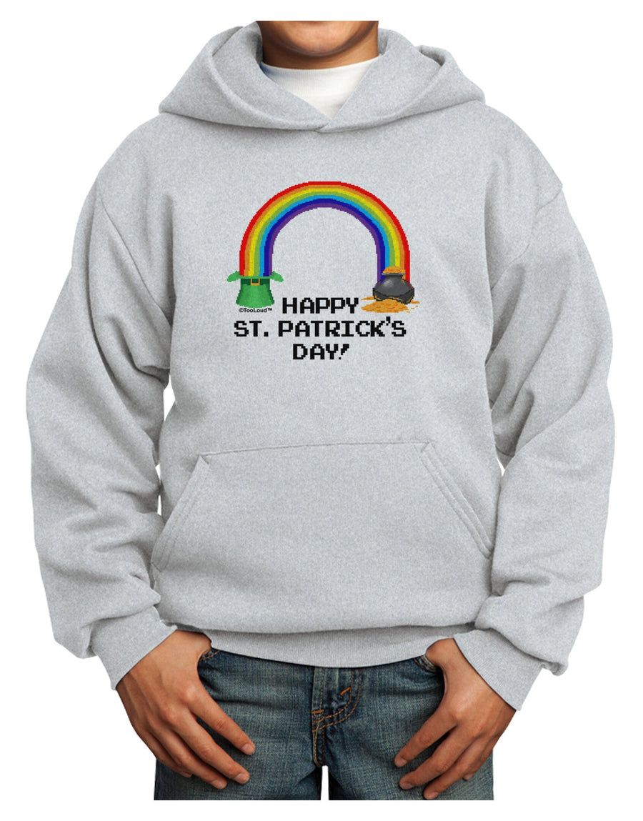 Pixel Pot of Gold St Patrick Text Youth Hoodie Pullover Sweatshirt-Youth Hoodie-TooLoud-White-XS-Davson Sales