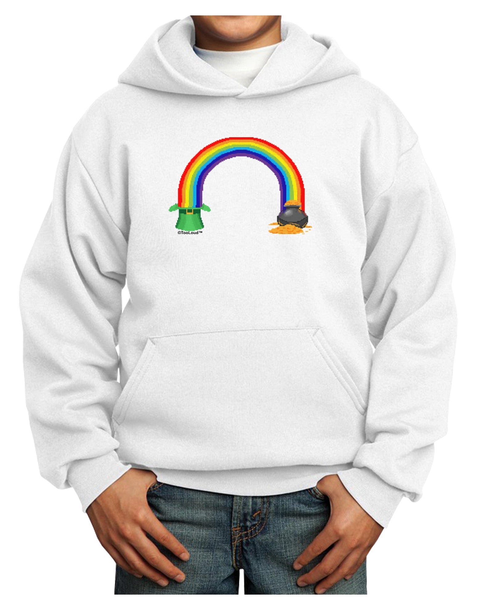 Pixel Pot of Gold Youth Hoodie Pullover Sweatshirt-Youth Hoodie-TooLoud-White-XS-Davson Sales