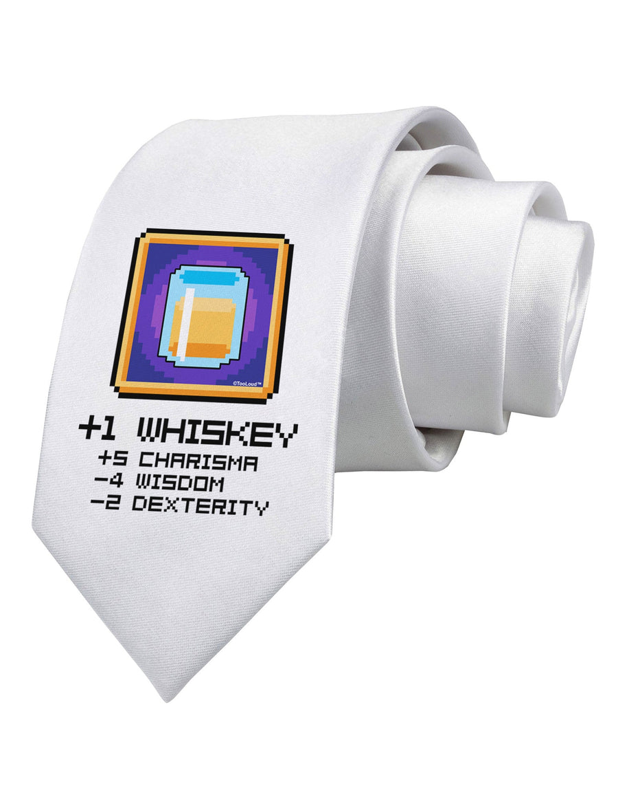 Pixel Whiskey Item Printed White Necktie