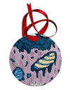 Pixel Zombie Costume Blue Circular Metal Ornament All Over Print-Ornament-TooLoud-White-Davson Sales