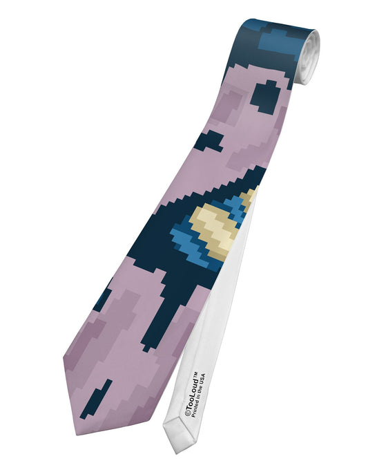 Pixel Zombie Costume Blue Printed White Necktie All Over Print