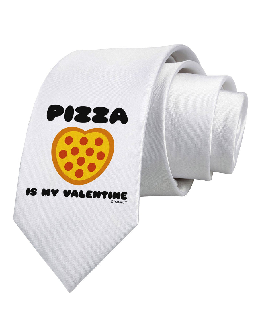 Pizza Is My Valentine Printed White Necktie by TooLoud