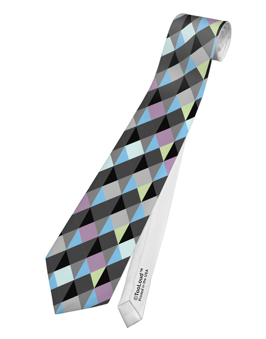 Plaid Pattern AOP Printed White Necktie All Over Print