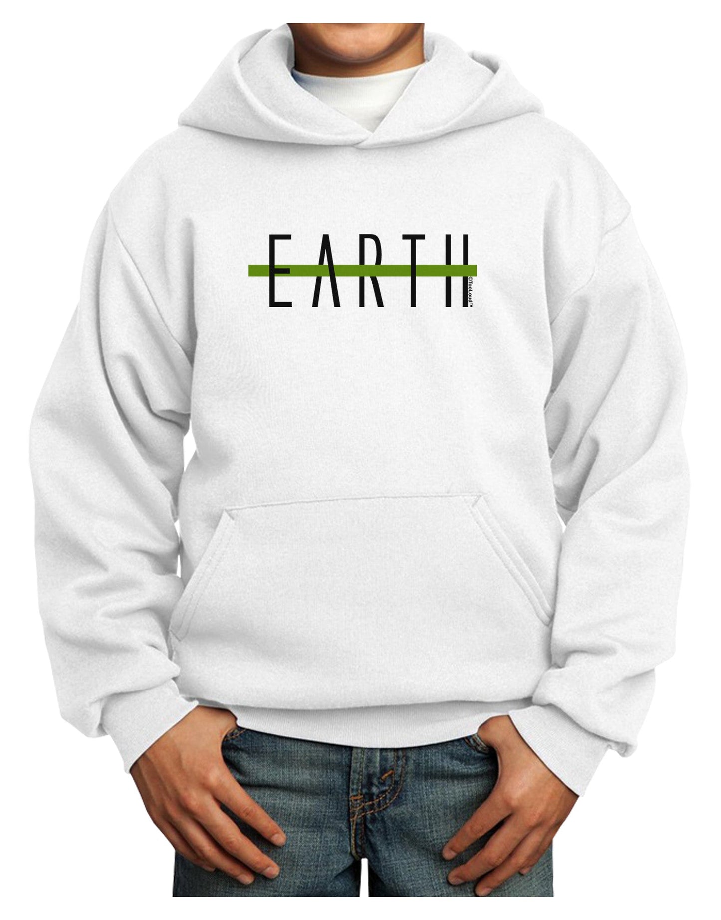 Planet Earth Text Only Youth Hoodie Pullover Sweatshirt-Youth Hoodie-TooLoud-White-XS-Davson Sales