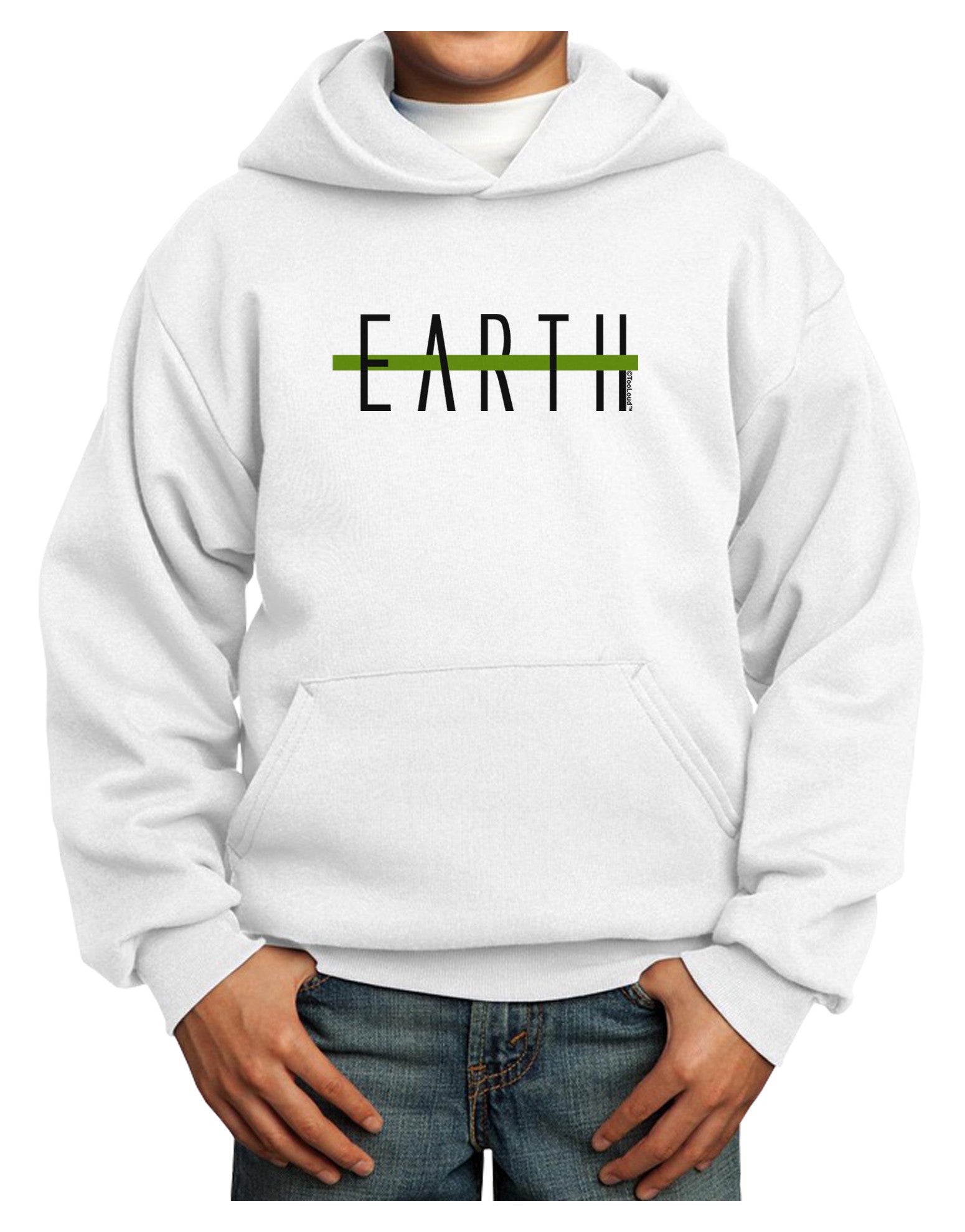 Planet Earth Text Only Youth Hoodie Pullover Sweatshirt-Youth Hoodie-TooLoud-White-XS-Davson Sales