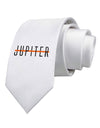 Planet Jupiter Text Only Printed White Necktie