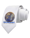 Planet Mercury Text Printed White Necktie