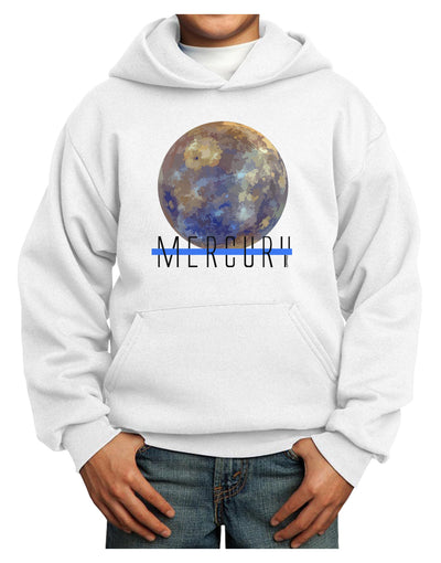 Planet Mercury Text Youth Hoodie Pullover Sweatshirt-Youth Hoodie-TooLoud-White-XS-Davson Sales