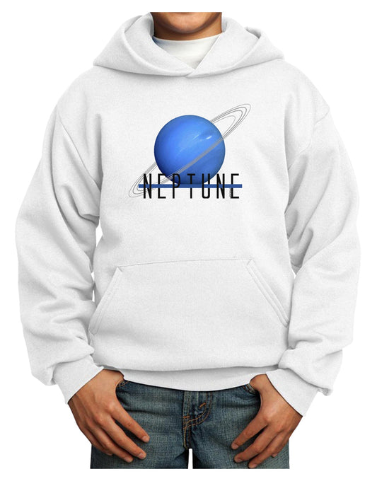 Planet Neptune Text Youth Hoodie Pullover Sweatshirt-Youth Hoodie-TooLoud-White-XS-Davson Sales