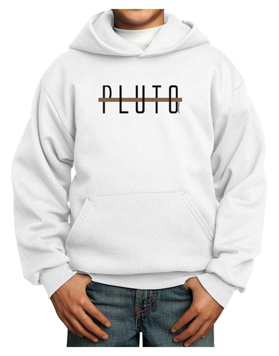 Planet Pluto Text Only Youth Hoodie Pullover Sweatshirt-Youth Hoodie-TooLoud-White-XS-Davson Sales