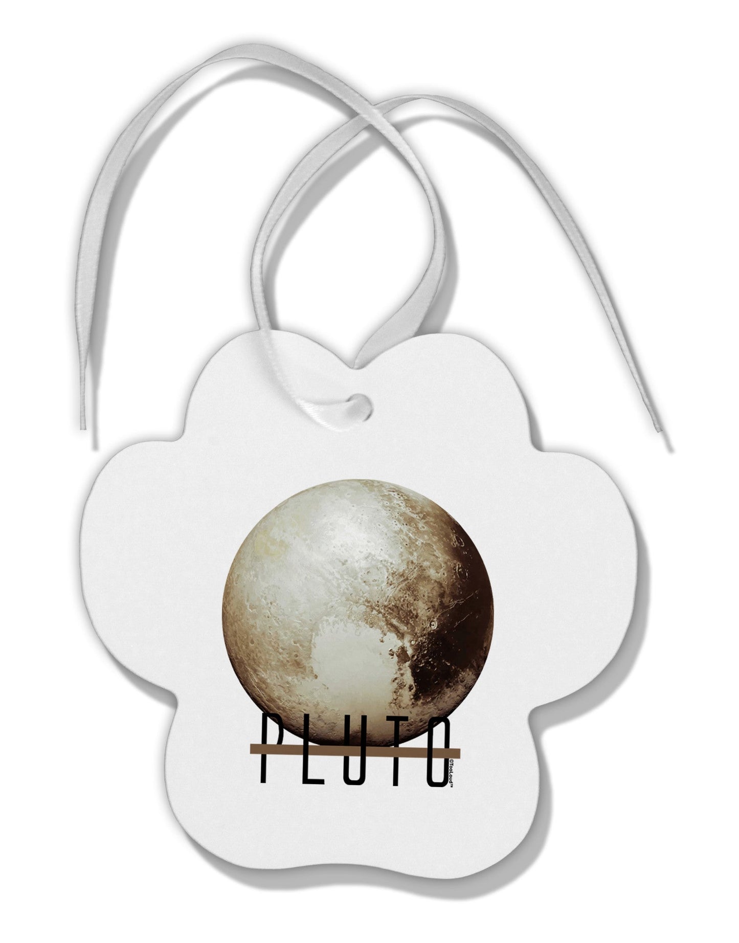 Planet Pluto Text Paw Print Shaped Ornament by TooLoud-Ornament-TooLoud-White-Davson Sales