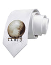 Planet Pluto Text Printed White Necktie