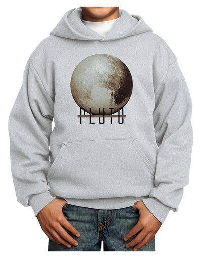 Planet Pluto Text Youth Hoodie Pullover Sweatshirt-Youth Hoodie-TooLoud-Ash-XS-Davson Sales