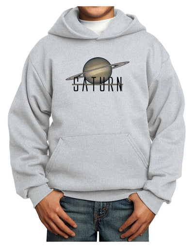 Planet Saturn Text Youth Hoodie Pullover Sweatshirt-Youth Hoodie-TooLoud-Ash-XS-Davson Sales