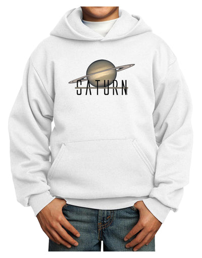 Planet Saturn Text Youth Hoodie Pullover Sweatshirt-Youth Hoodie-TooLoud-White-XS-Davson Sales
