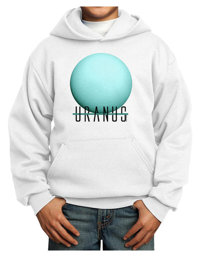 Planet Uranus Text Youth Hoodie Pullover Sweatshirt-Youth Hoodie-TooLoud-White-XS-Davson Sales